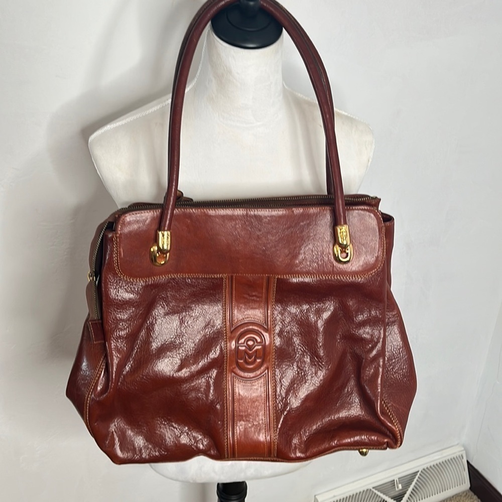 Marino Orlandi Large Leather Satchel Tote Bag Made in Italy. BRN3594D